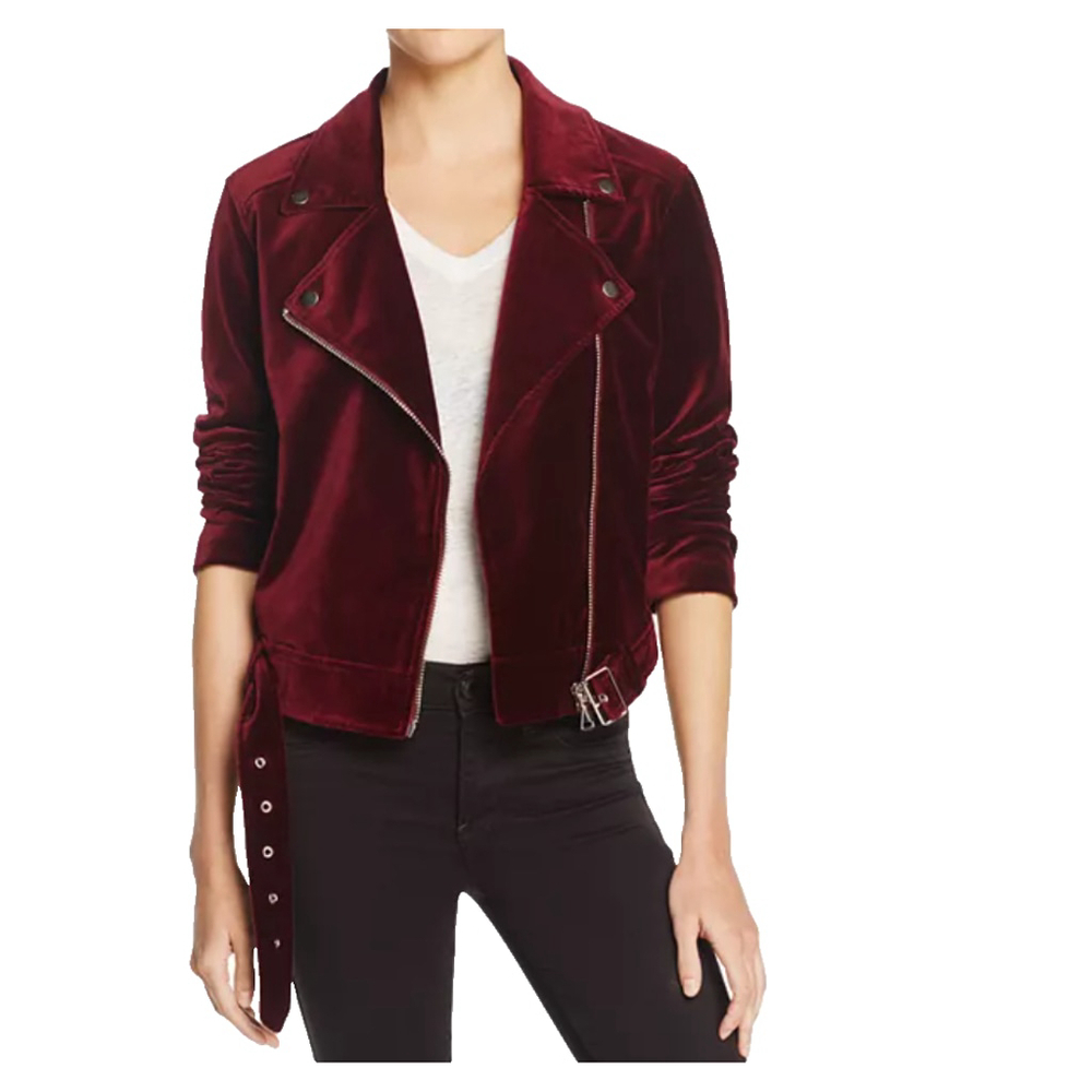 PAIGE Women's Cranberry Shanna Jacket Velvet Motto Bloomingdale's Small - Picture 10 of 10